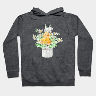 orange and white wild flowers in pot Hoodie